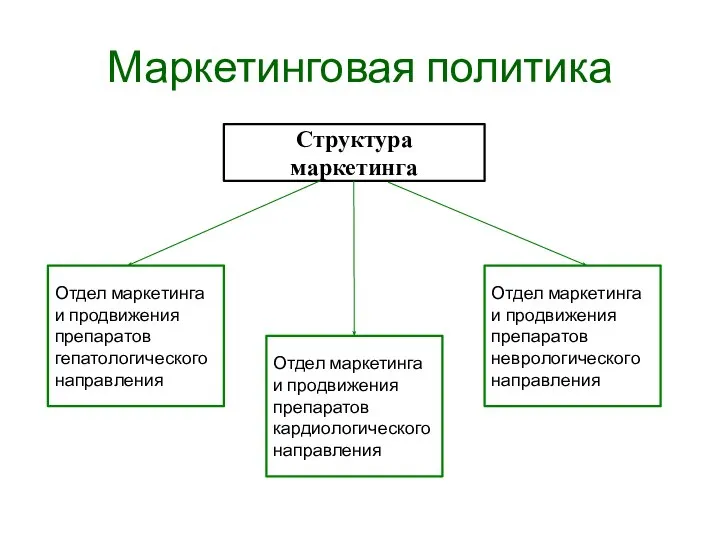 Маркетинговая политика Структура маркетинга Отдел маркетинга и продвижения препаратов гепатологического направления Отдел