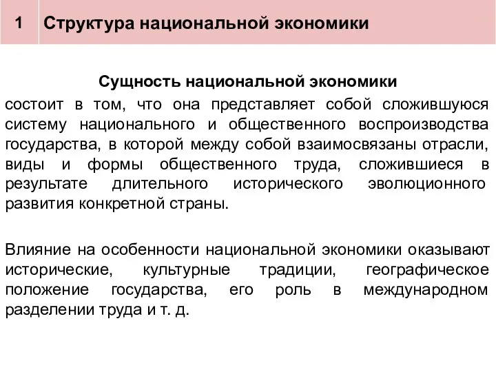 Сущность национальной экономики состоит в том, что она представляет собой сложившуюся систему