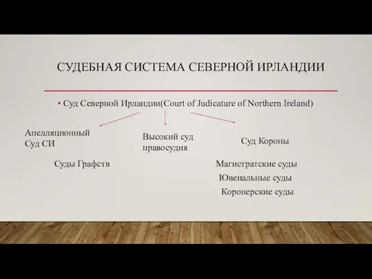 СУДЕБНАЯ СИСТЕМА СЕВЕРНОЙ ИРЛАНДИИ Суд Северной Ирландии(Court of Judicature of Northern Ireland)