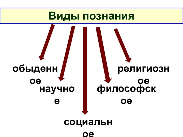 Виды познания обыденное научное религиозное социальное философское