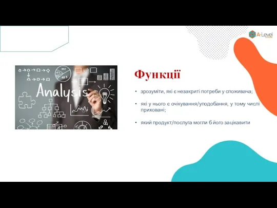 зрозуміти, які є незакриті потреби у споживача; які у нього є очікування/уподобання,