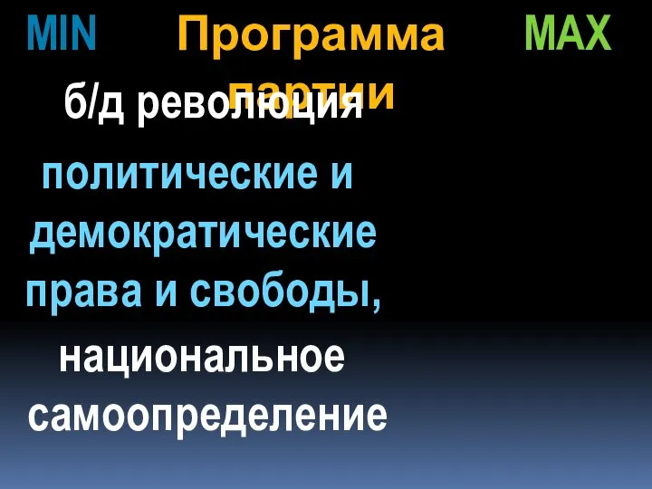 Программа партии MIN MAX б/д революция политические и демократические права и свободы, национальное самоопределение