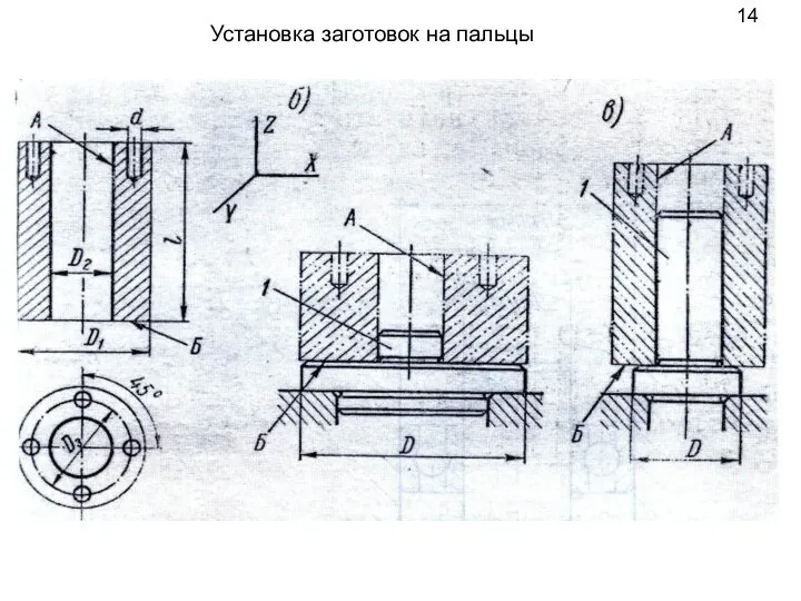 14 Установка заготовок на пальцы