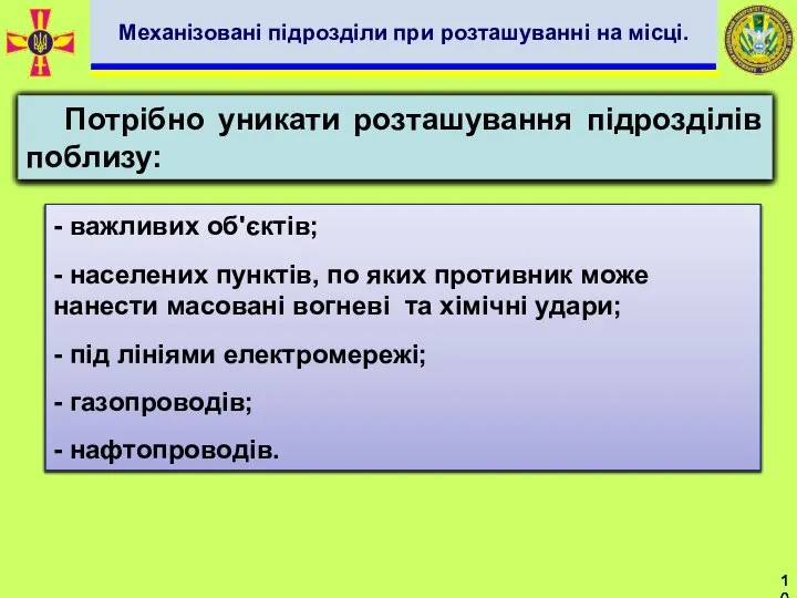 - важливих об'єктів; - населених пунктів, по яких противник може нанести масовані