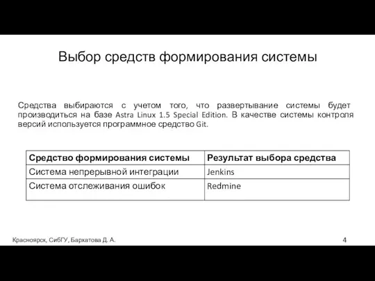 Средства выбираются с учетом того, что развертывание системы будет производиться на базе