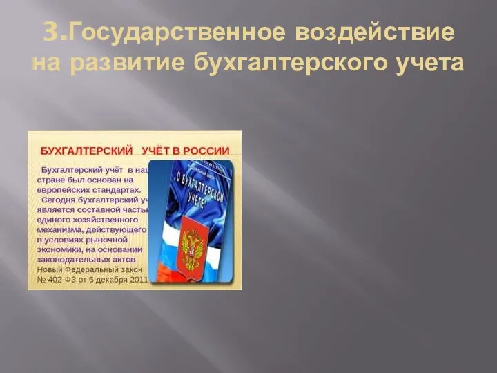 3.Государственное воздействие на развитие бухгалтерского учета