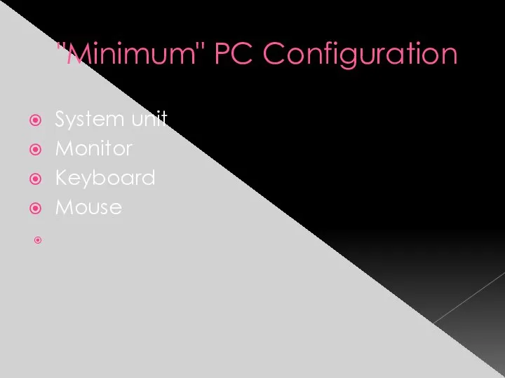 "Minimum" PC Configuration System unit Monitor Keyboard Mouse