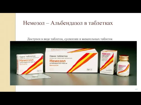 Немозол – Альбендазол в таблетках Доступен в виде таблеток, суспензии и жевательных таблеток