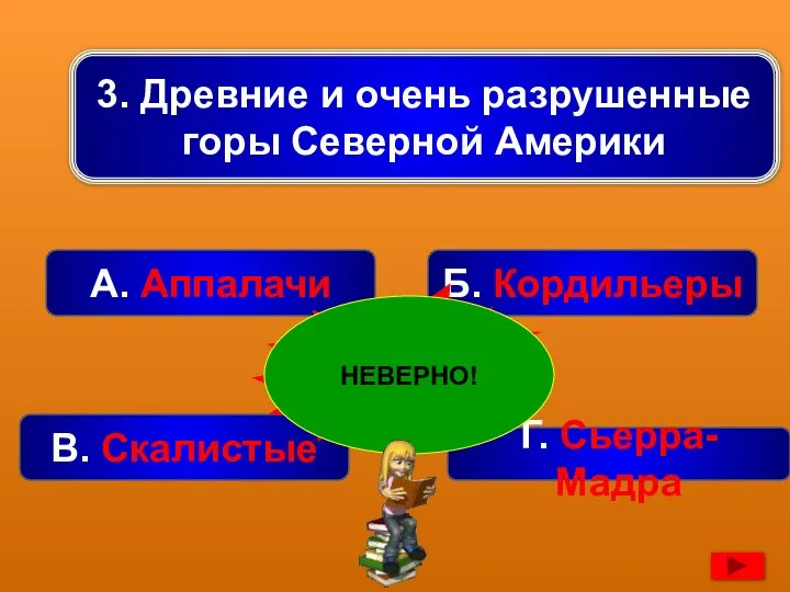 3. Древние и очень разрушенные горы Северной Америки А. Аппалачи Б. Кордильеры