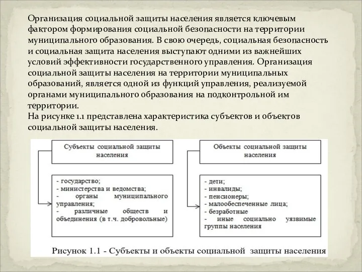 Организация социальной защиты населения является ключевым фактором формирования социальной безопасности на территории