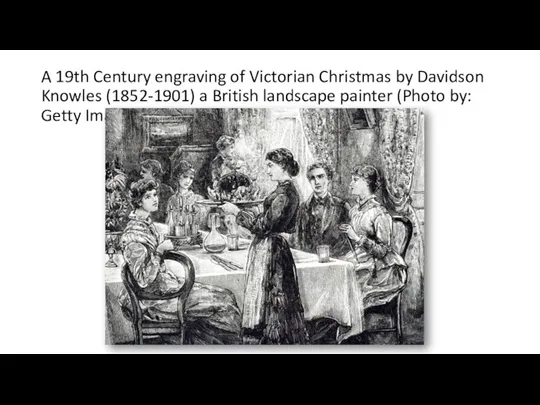 A 19th Century engraving of Victorian Christmas by Davidson Knowles (1852-1901) a