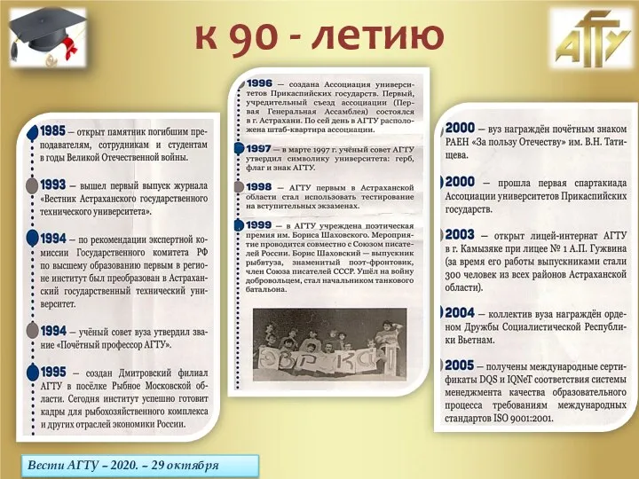 Вести АГТУ – 2020. – 29 октября к 90 - летию