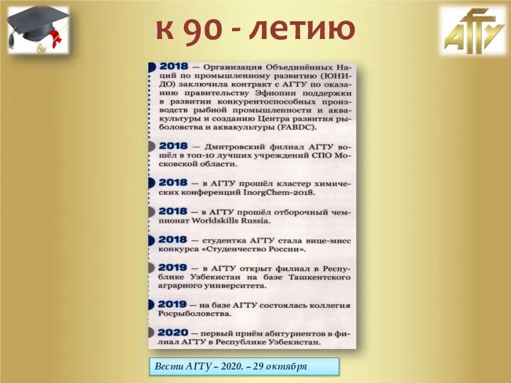 Вести АГТУ – 2020. – 29 октября к 90 - летию