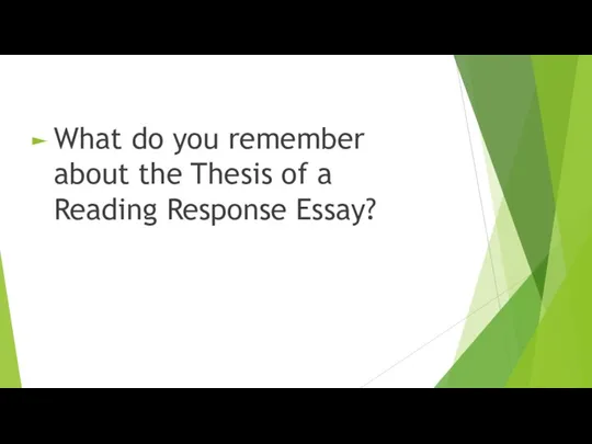 What do you remember about the Thesis of a Reading Response Essay?
