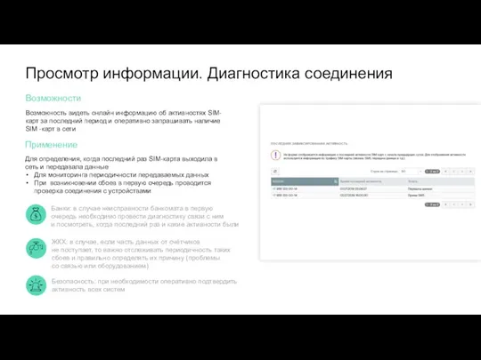 Просмотр информации. Диагностика соединения Безопасность: при необходимости оперативно подтвердить активность всех систем