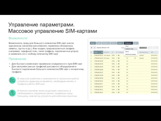 Управление параметрами. Массовое управление SIM-картами В банках и ритейле также существует сезонность