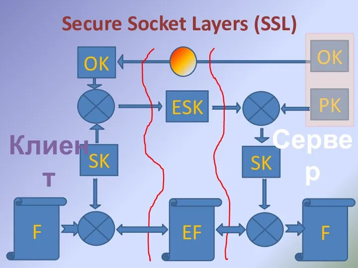 Secure Socket Layers (SSL) EF SK F PK SK OK ESK OK Клиент Сервер