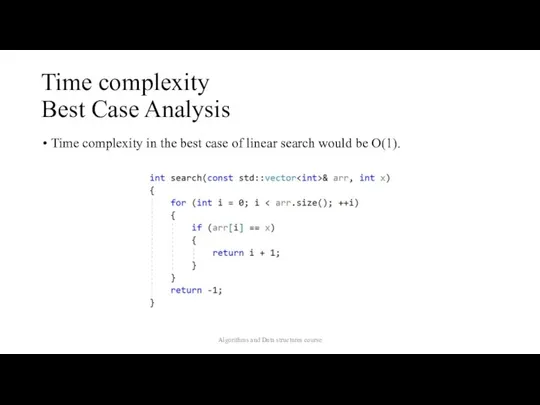 Time complexity Best Case Analysis Time complexity in the best case of