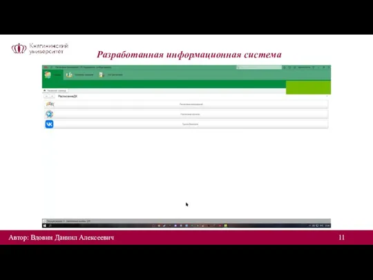 Разработанная информационная система Автор: Вдовин Даниил Алексеевич