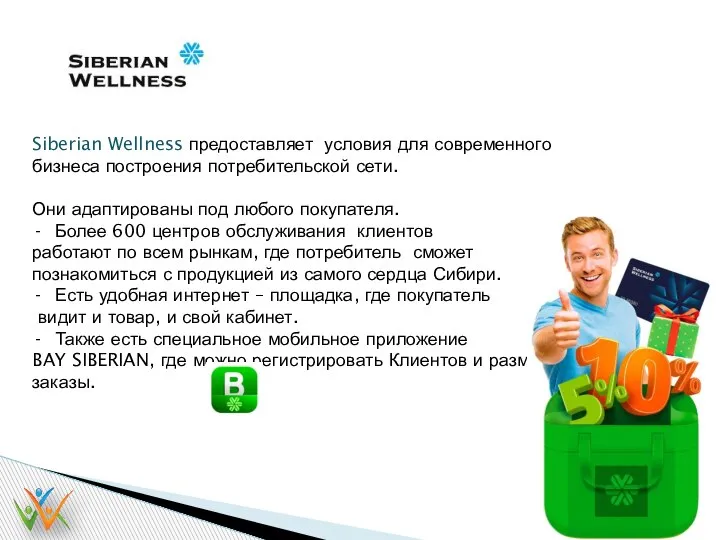 Siberian Wellness предоставляет условия для современного бизнеса построения потребительской сети. Они адаптированы