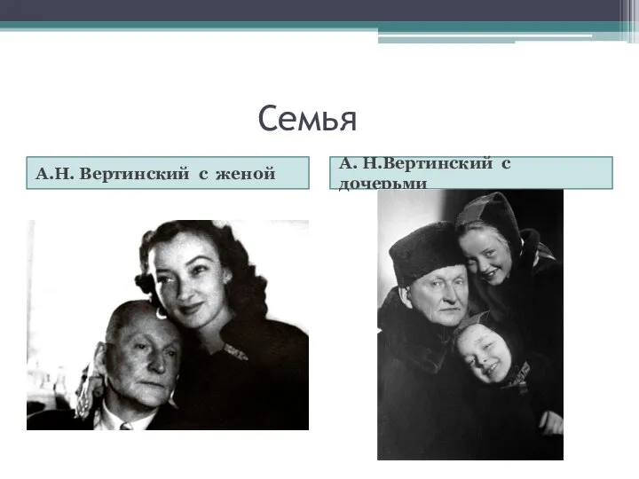 Семья А.Н. Вертинский с женой А. Н.Вертинский с дочерьми