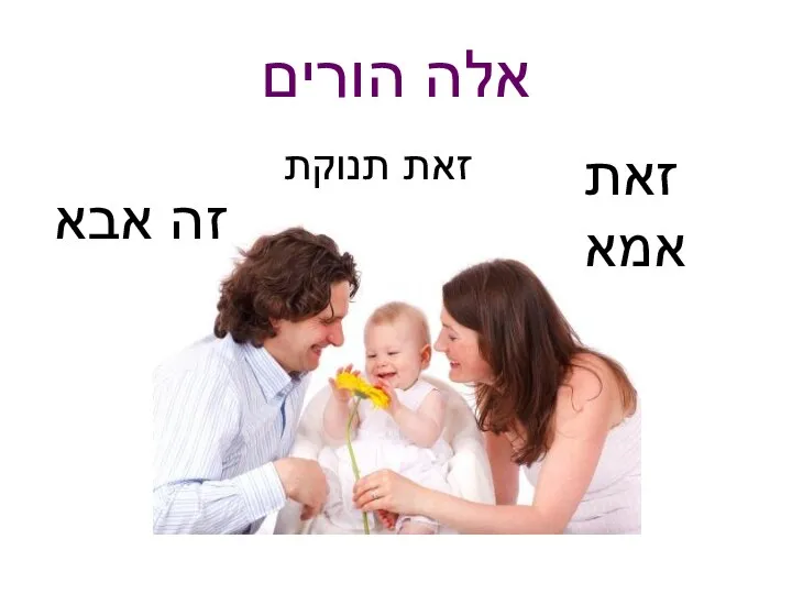 אלה הורים זאת תנוקת זה אבא זאת אמא