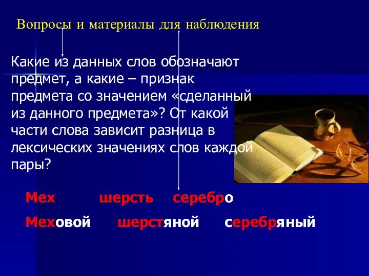 Какие из данных слов обозначают предмет, а какие – признак предмета со