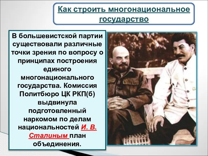 В большевистской партии существовали различные точки зрения по вопросу о принципах построения