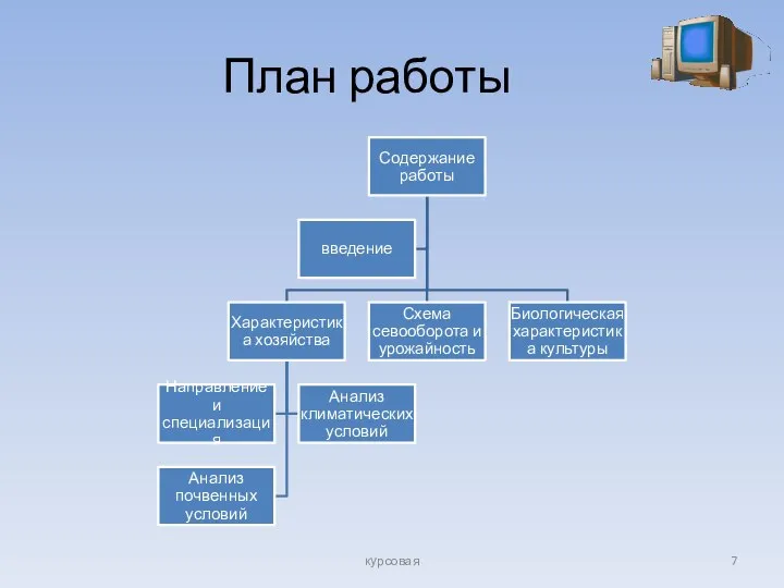 План работы курсовая