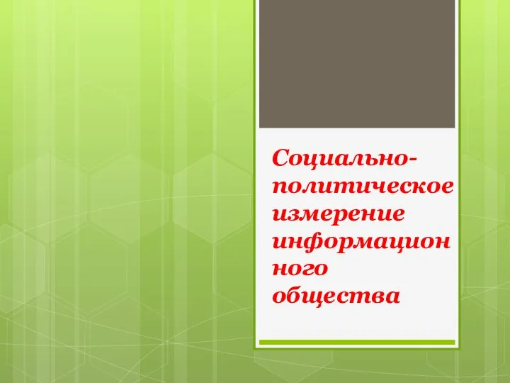 Социально-политическое измерение информационного общества