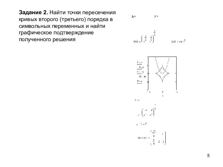 Задание 2. Найти точки пересечения кривых второго (третьего) порядка в символьных переменных