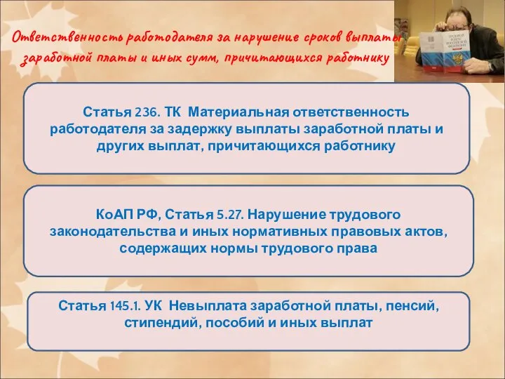 Ответственность работодателя за нарушение сроков выплаты заработной платы и иных сумм, причитающихся