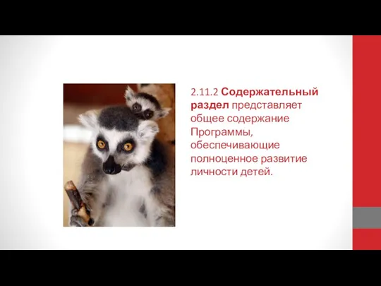 2.11.2 Содержательный раздел представляет общее содержание Программы, обеспечивающие полноценное развитие личности детей.