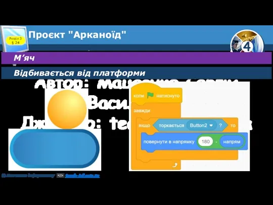 Розділ 3 § 24 Проєкт "Арканоїд" М’яч Відбивається від платформи