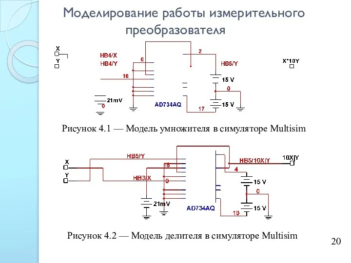 Моделирование работы измерительного преобразователя 20 Рисунок 4.1 — Модель умножителя в симуляторе