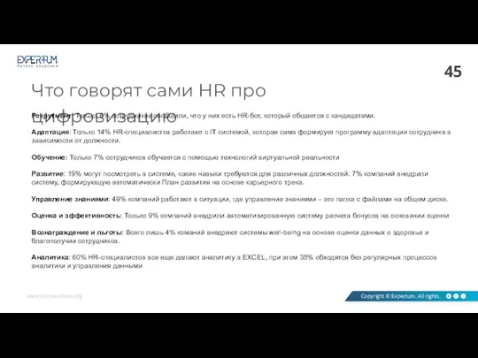 Что говорят сами HR про цифровизацию Рекрутмент: Только 6% сотрудников сообщили, что