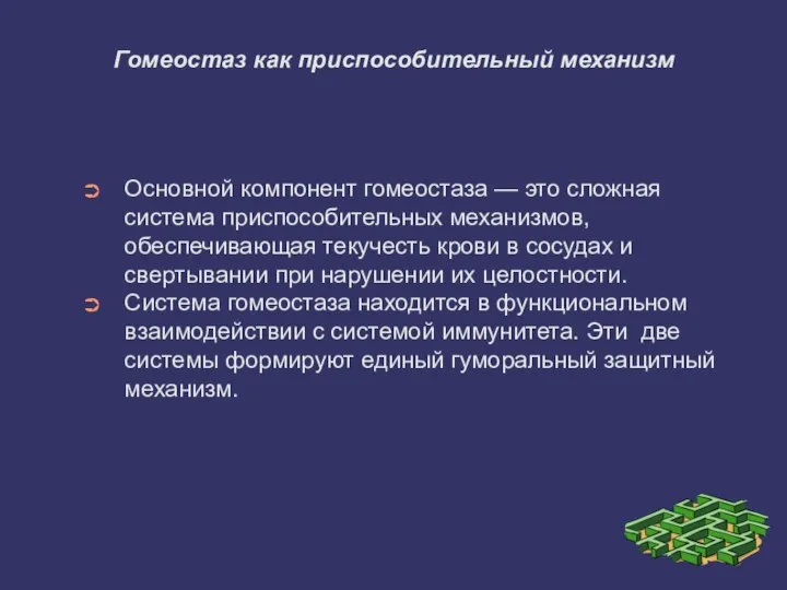 Гомеостаз как приспособительный механизм Основной компонент гомеостаза — это сложная система приспособительных