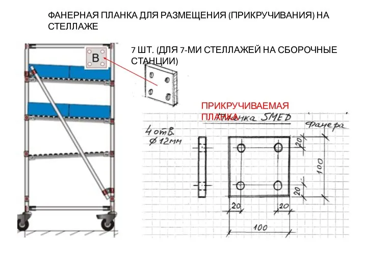 ФАНЕРНАЯ ПЛАНКА ДЛЯ РАЗМЕЩЕНИЯ (ПРИКРУЧИВАНИЯ) НА СТЕЛЛАЖЕ 7 ШТ. (ДЛЯ 7-МИ СТЕЛЛАЖЕЙ