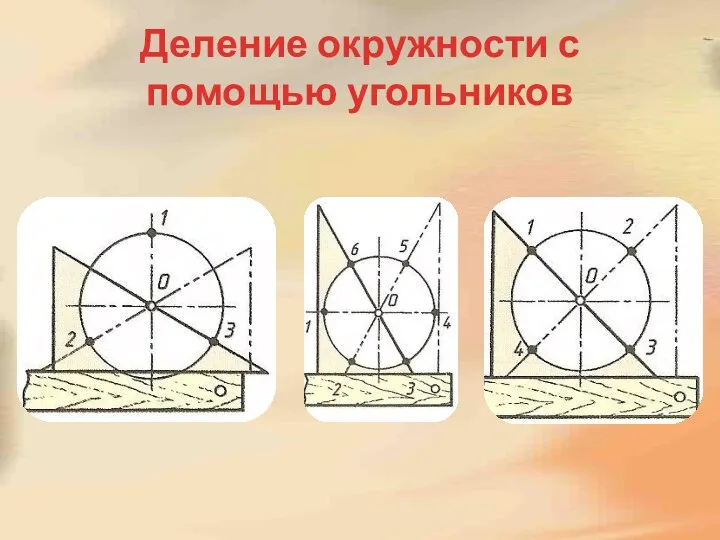 Деление окружности с помощью угольников