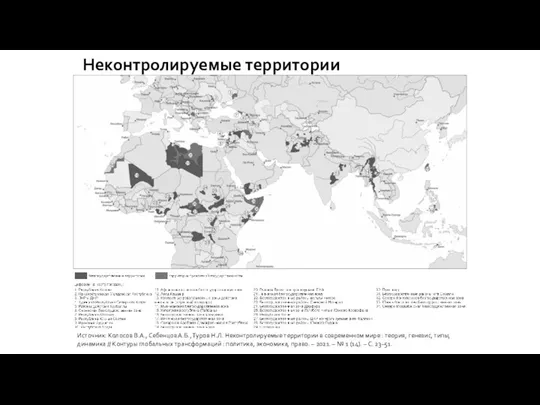 Неконтролируемые территории Источник: Колосов В.А., Себенцов А.Б., Туров Н.Л. Неконтролируемые территории в