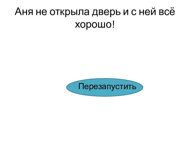 Аня не открыла дверь и с ней всё хорошо! Перезапустить