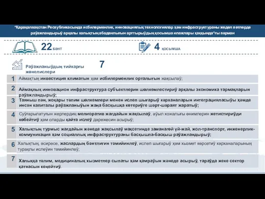 “Қарақалпақстан Республикасында исбилерменлик, инновациялық технологиялар ҳәм инфраструктураны жедел пәтлерде раўажландырыў арқалы халықтың