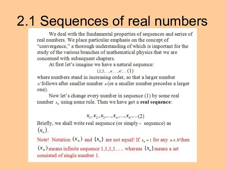 2.1 Sequences of real numbers