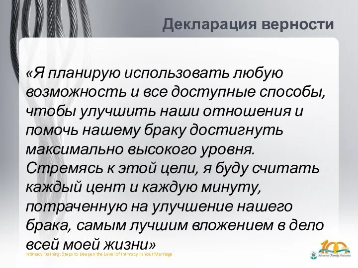 Декларация верности «Я планирую использовать любую возможность и все доступные способы, чтобы