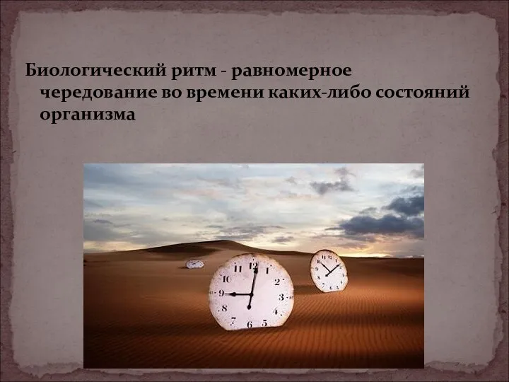 Биологический ритм - равномерное чередование во времени каких-либо состояний организма