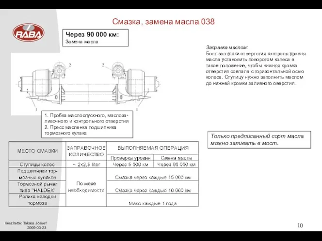 Смазка, замена масла 038 Через 90 000 км: Замена масла 1. Пробка