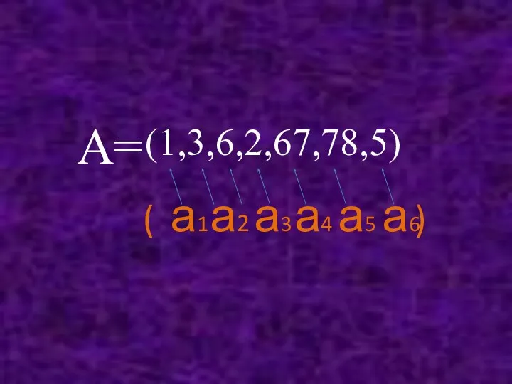 (1,3,6,2,67,78,5) А= а1 а2 а3 а4 а5 а6 ( )