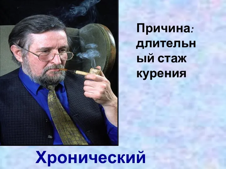 Хронический бронхит Причина: длительный стаж курения