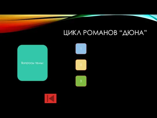 ЦИКЛ РОМАНОВ “ДЮНА” Вопросы темы: 1 2 3