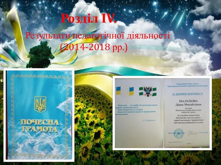 Розділ ІV. Результати педагогічної діяльності (2014-2018 рр.)